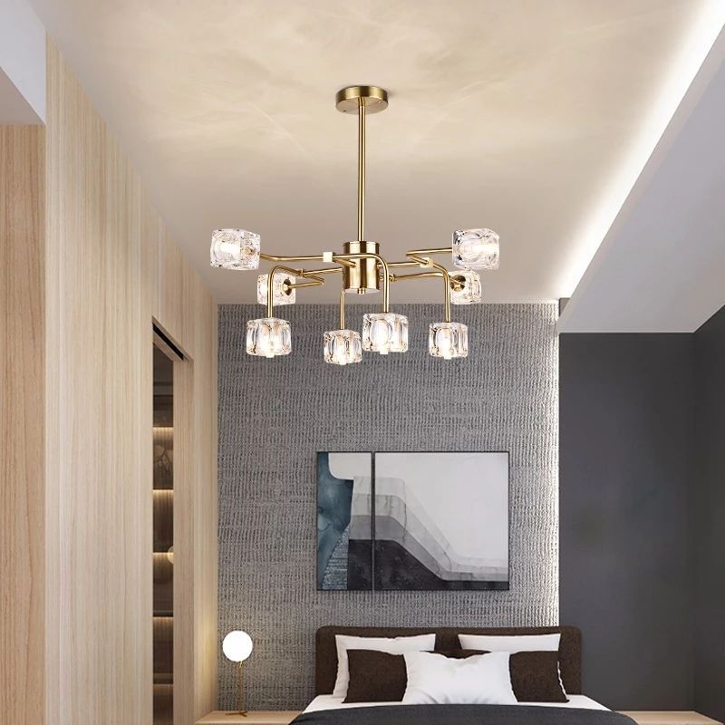 Modern LED Chandelier Lights Indoor Lighting Fixture For Living Dining Room Bedroom Home Lamps Luminrie Clear Glass Lampshade