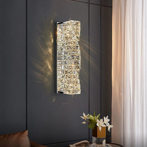 Creative Luxury LED Crystal Wall Lamps Stainless Steel Irregular Wall Lights Living Room TV Background Aedside Art Deco Lighting