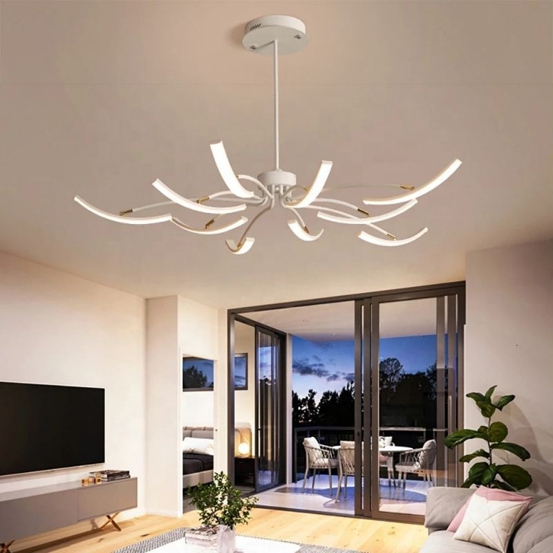 Matte Black/White Finished Modern Led Chandelier For Living Room Bedroom Study Room Adjustable New Led Chandelier Fixture