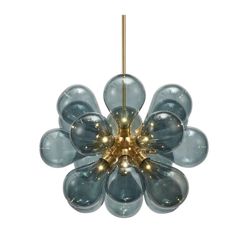 Children's Room Chandelier Modern Bedroom Living Room Pendant Lamps Princess Room Blue White Glass Ball Simple Lighting Fixture