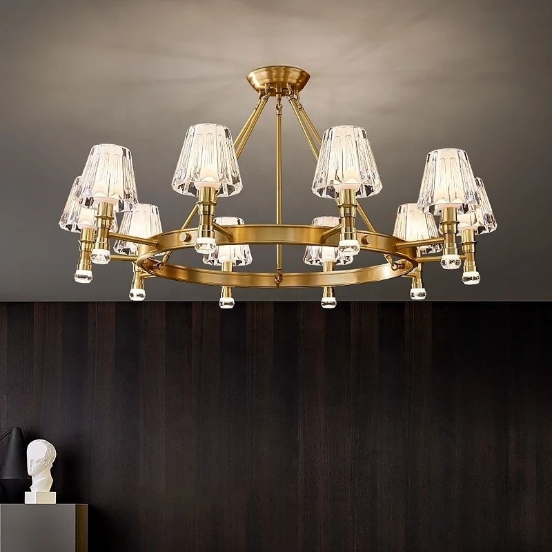 Modern Pendant light Copper Gold Chandelier For Living Dining Room Bedside Lamp Villa Study Hanging Lights LED Big Chandelier