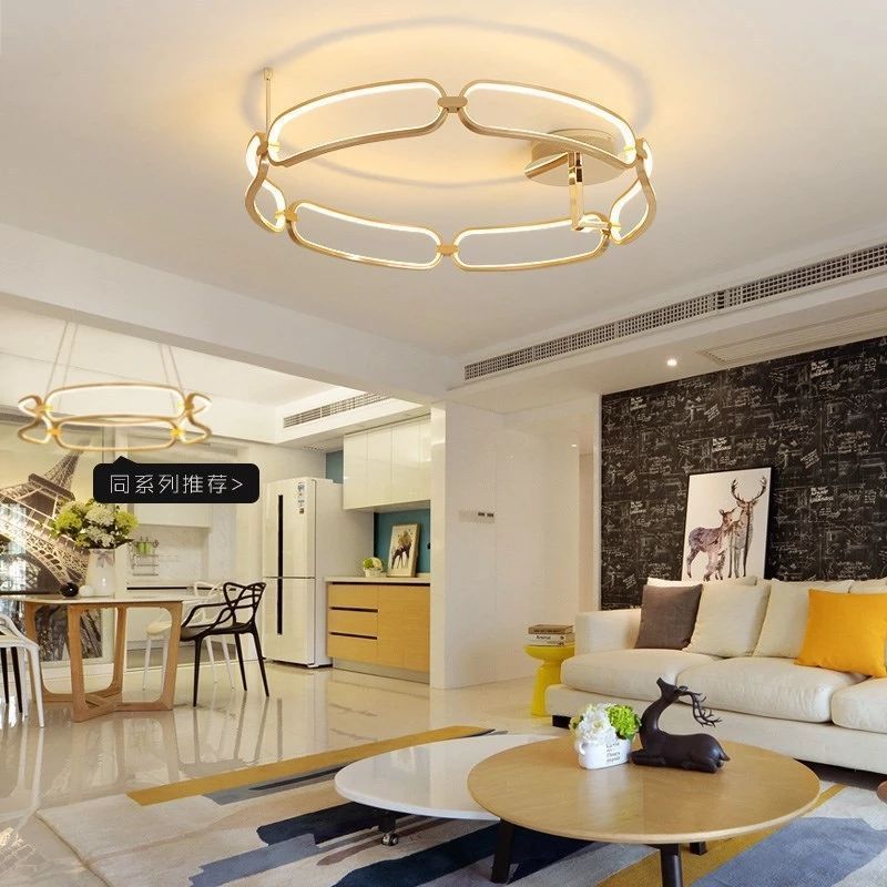 Modern Led Ceiling Light For Foyer Living Room Bedroom Lights Round Shape Ceiling Lamp Gold Restaurant Lighting Fixtures