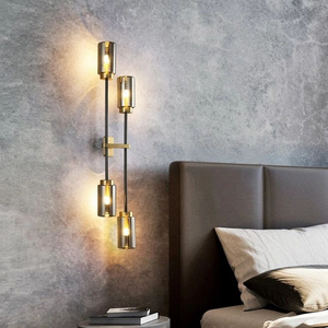 Modern Copper Wall Light Living Room Glass Sconce LED Wall Lamp Vintage Light Fixture Bedroom/Kitchen/Villa Lampara