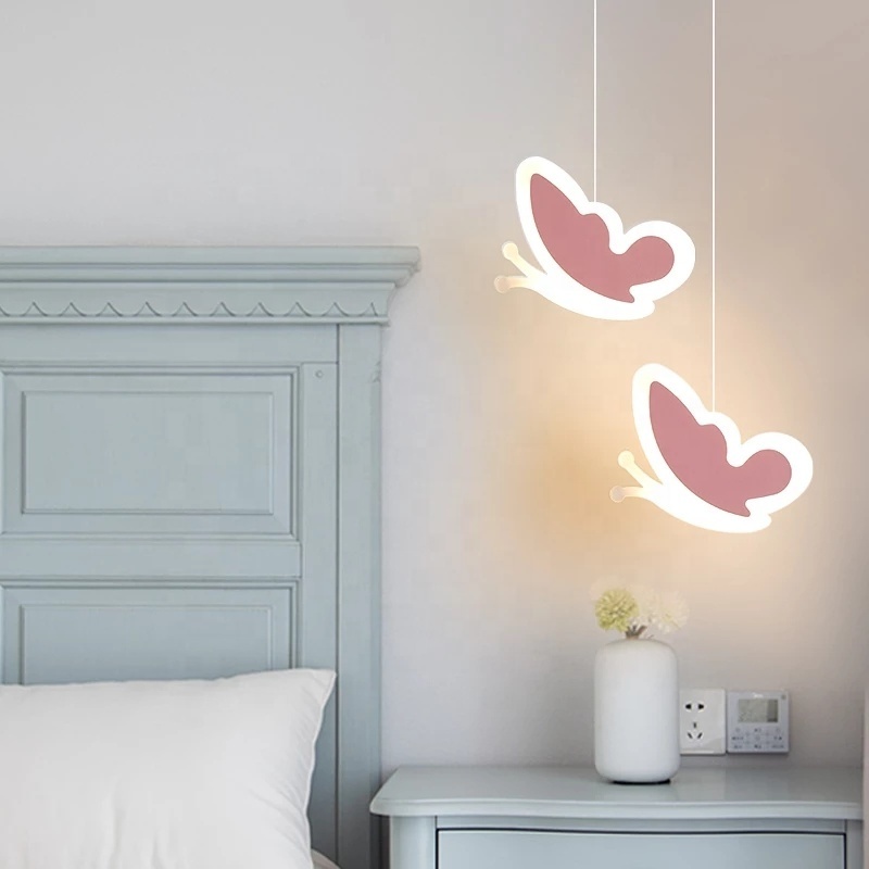 Children's Room Pendant Light Butterfly Bedroom Bedside Hanging Lamp Kindergarten Nursery Restaurant Cafe Decor Suspension Lamps