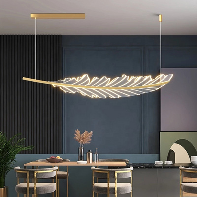 Modern Leaf-Shaped Chandelier Nordic Living Dining Table Coffee Shop Kitchen Island Hanging Light Golden Dining Room LED Fixture