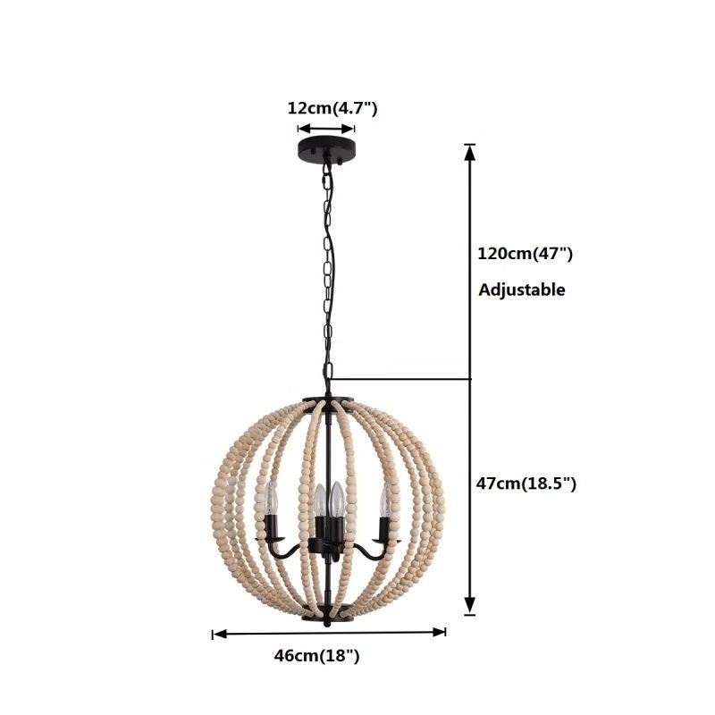 Ganeed Rustic Farmhouse Metal Chandelier Lighting Distressed Wood Ceiling Light Fixture Kitchen Entryway Foyer -4 Lights