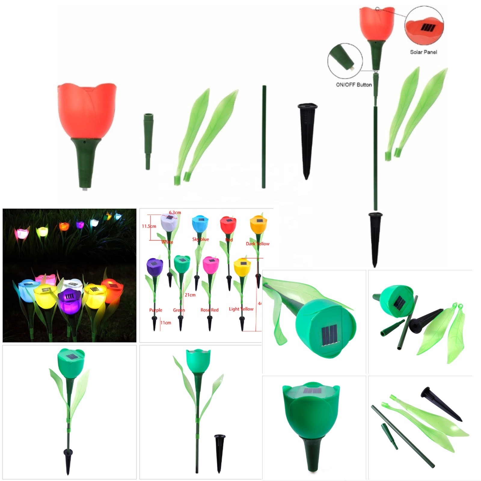 Solar Stake Lights Solar Tulip Flower Shape Solar Powered LED Lamp Outdoor Yard Garden Lawn Path Light Decorative Lamp