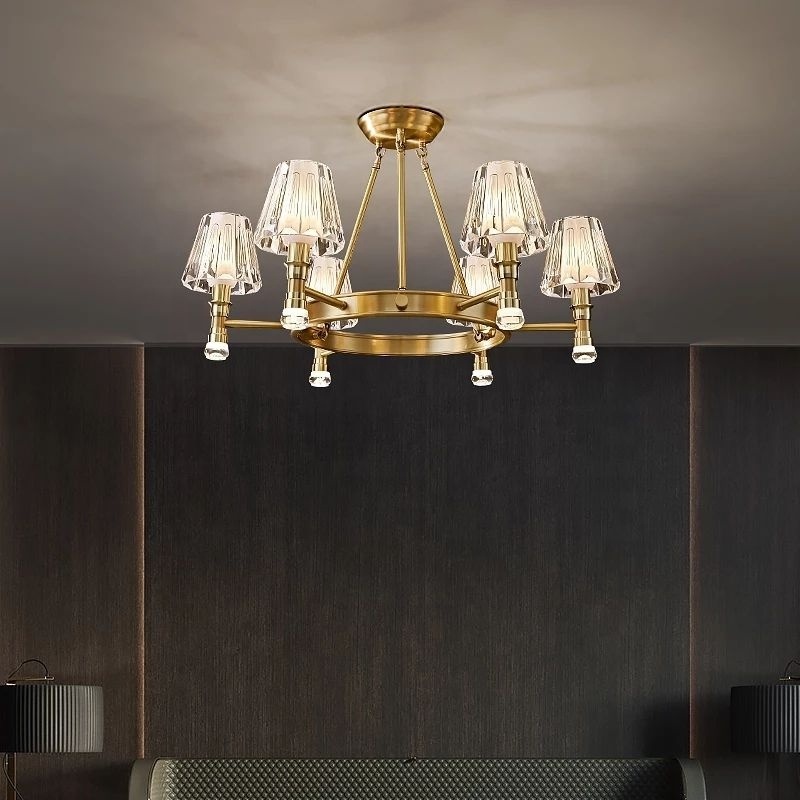 Modern Pendant light Copper Gold Chandelier For Living Dining Room Bedside Lamp Villa Study Hanging Lights LED Big Chandelier