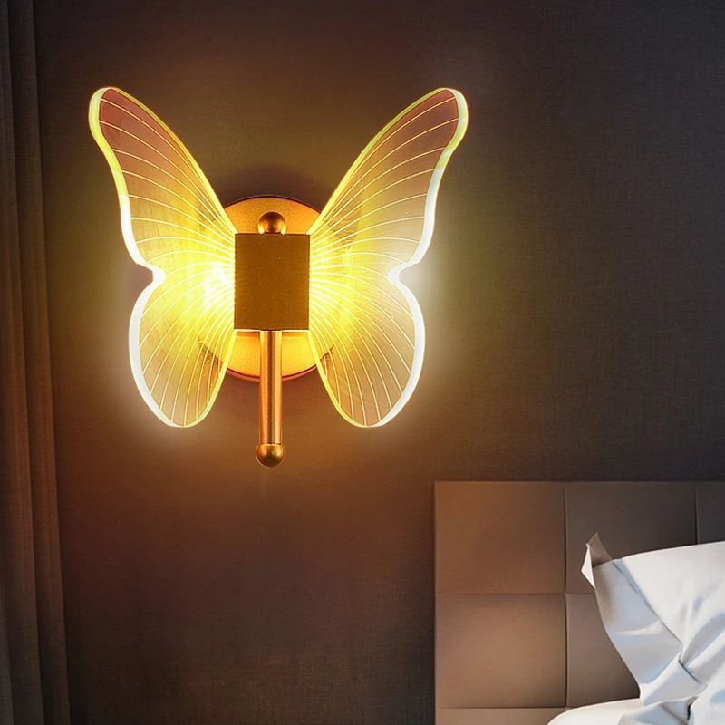 Butterfly LED Wall Lamp Bedside Wall Light Indoor Lighting For Home Bedroom Living Room Decoration Background Light Fixture