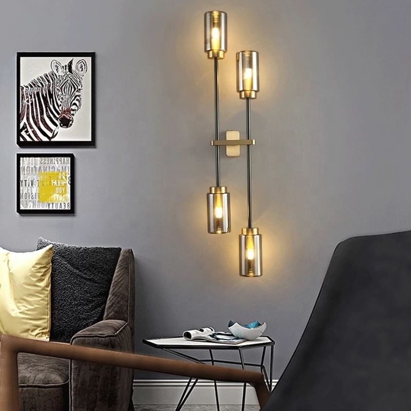 Modern Copper Wall Light Living Room Glass Sconce LED Wall Lamp Vintage Light Fixture Bedroom/Kitchen/Villa Lampara