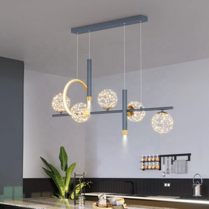 New Nordic LED Ceiling Chandelier For Dining Room Kitchen Living Room Glass Ball Pendant Lights Remote Dimming Hanging Lamp