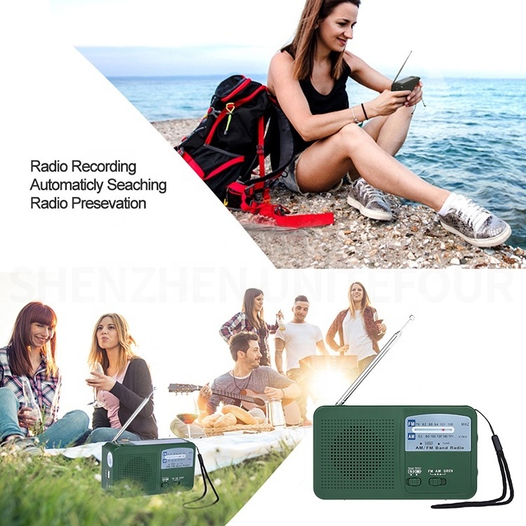 Factory Price 500mAh Power Bank Portable Torch Emergency Radio with Solar and Crank Charger with Flashlight Reading Lamp