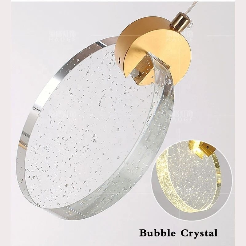 Lamp 1-Light Crystal Pendant Lighting In Gold Finish Modern Hanging LED Pendant Light Fixtures For Kitchen Island Dining Room L