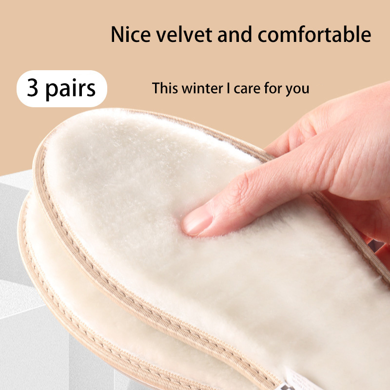 Wholesale circle fleece winter thermal insoles sweat absorbing deodorant thermal Insoles feet warming pads inserts  MOQ 1 pair