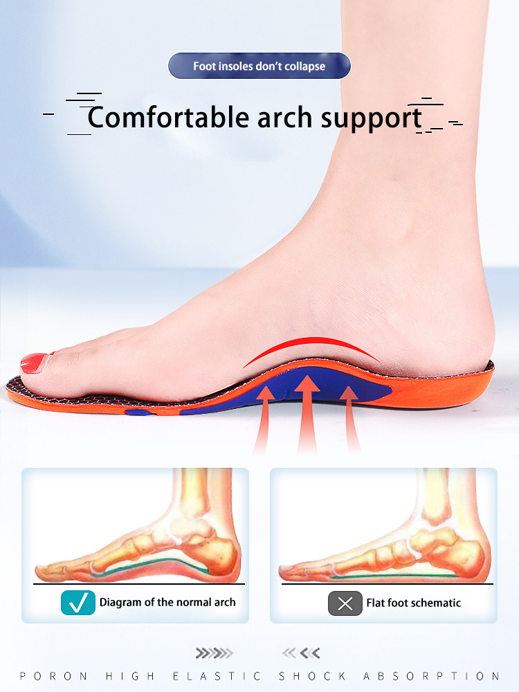 Wholesale/customise high elastic PORON torsion resistance insoles shock-absorbing insoles arch support sports insoles MOQ 2pairs