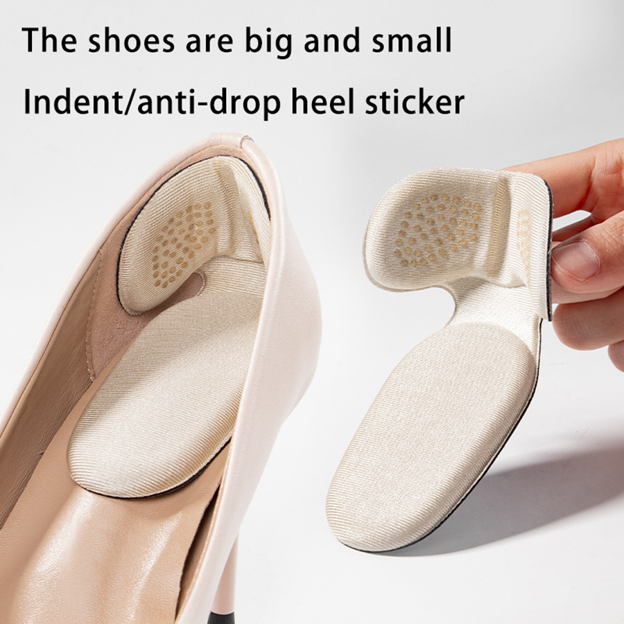 Wholesale upgraded 2 in 1 T type anti wear anti drop heel sticker easy to stick and take shoe back heel stickers MOQ 1 PAIR