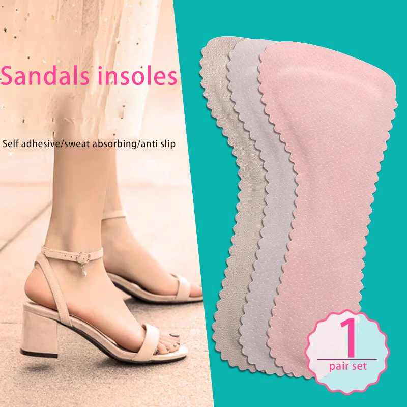 Summer sandal insoles women's self-adhesive sweat wicking and odor resistant high heels anti slip seven point pad thin style