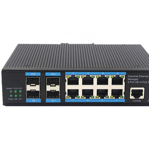 Customized Industrial  Switch 4 GE PortS SFP+8 RJ45 PortS Full Gigabit Managed Industrial Ethernet Switch 10/100/1000