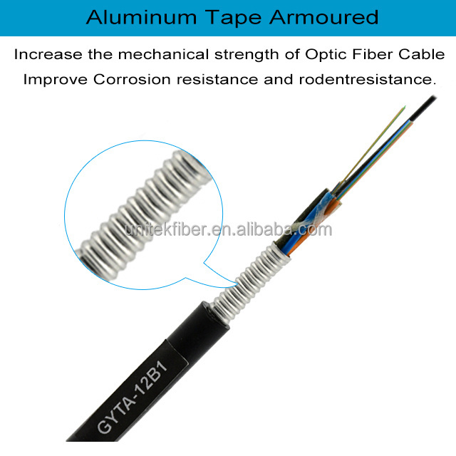 Hot sale single mode fiber optic cables 100m GYTA53 buried directly armored stranded 96 144 288 core fiber optic cable price