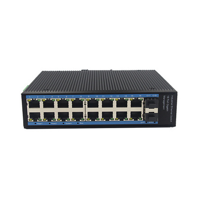 Industrial PoE Switch 1000Mbps 16 Port RJ45 Din Rail Wall Mount Managed Industrial Ethernet Switch