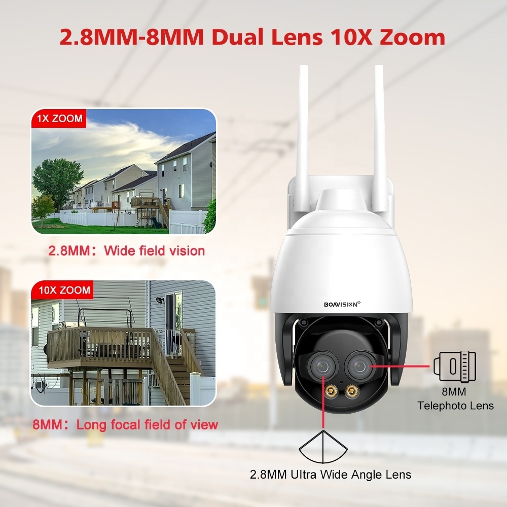 8MP 4K HD Outdoor POE Camera Auto Tracking microphone speaker Audio Smart P2P 10X Zoom CCTV 4K PTZ IP Camera 4G WiFI