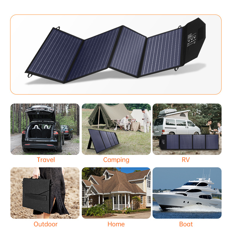 60w 100w 200w 300w portable foldable  solar panels connect with portable backpack power