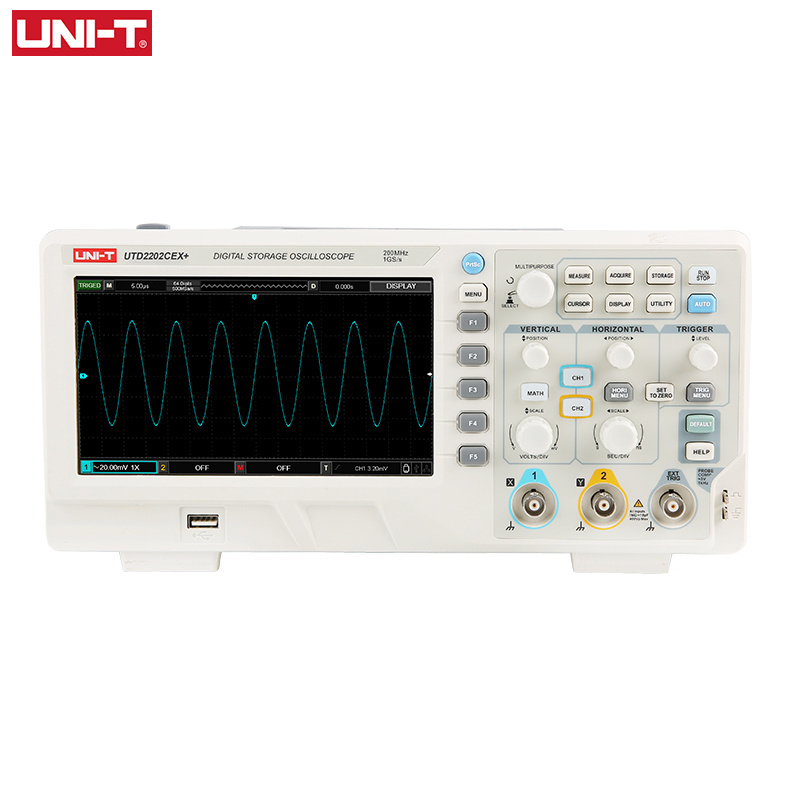 UNI-T Digital Oscilloscope USB UTD2202CEX+ Dual Channel 200Mhz 1G Sampling Rate High Voltage Probe PC LCD Portable Osciloscopio