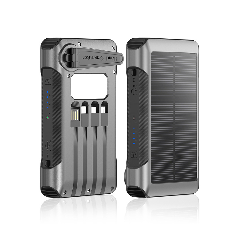 Hand crank electricity generator Solar power bank 10000mah Hand crank powerbank 20000 mAh with solar panel charger power banks