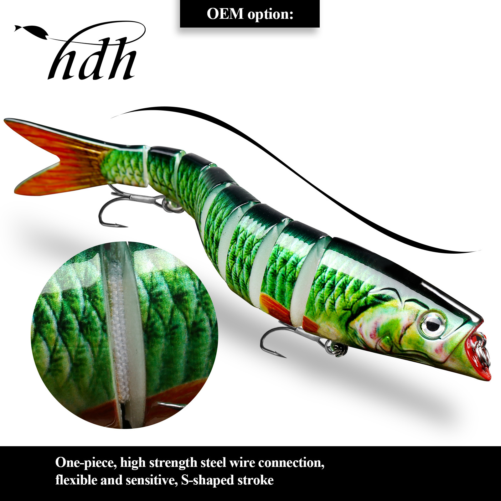 Custom fishing lure hard bait swimbait fishing lure 137mm 8 segmented jointed swimbait glide bait