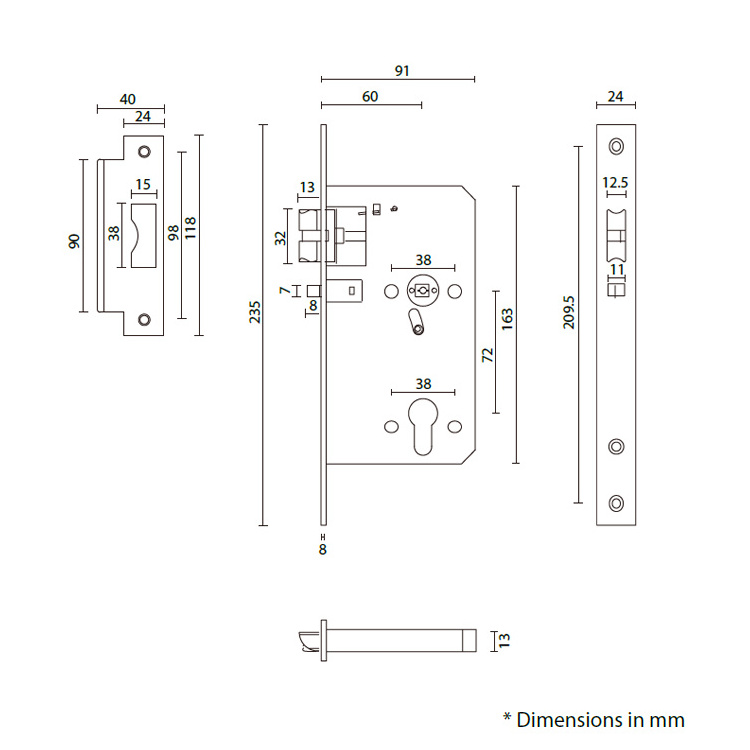 ANSI/BHMA A156.13 Grade 1 Mortise Lock For School Classroom