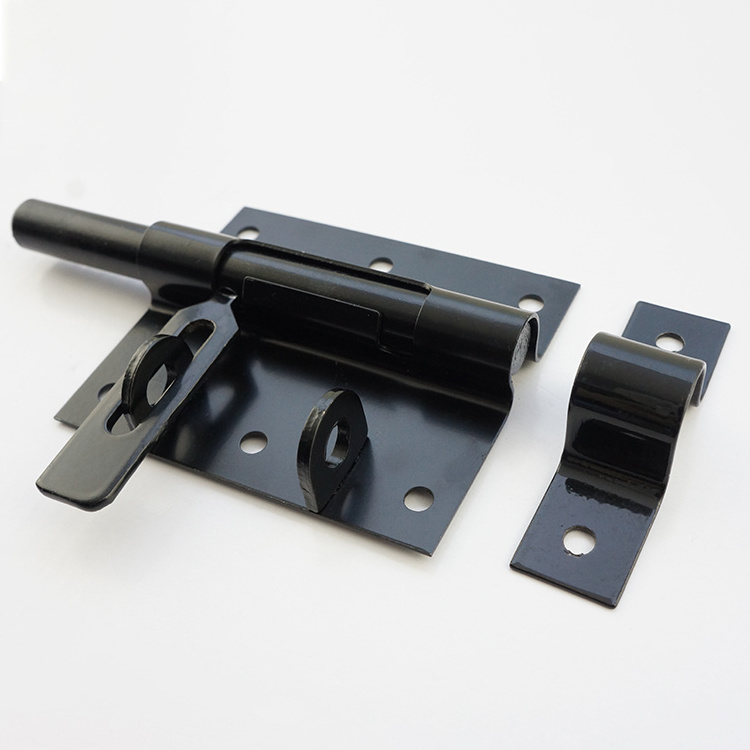 Surface Mounted Security Black Iron Flat Sliding Lock Door Bolt