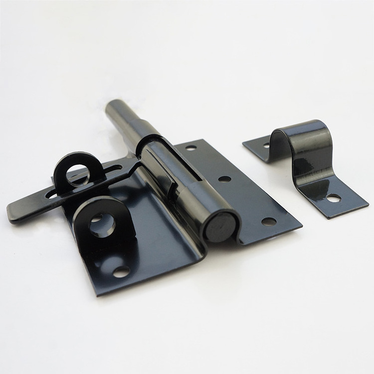 Surface Mounted Security Black Iron Flat Sliding Lock Door Bolt