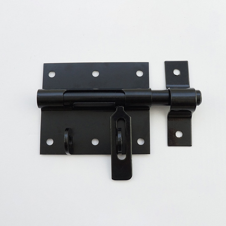 Surface Mounted Security Black Iron Flat Sliding Lock Door Bolt