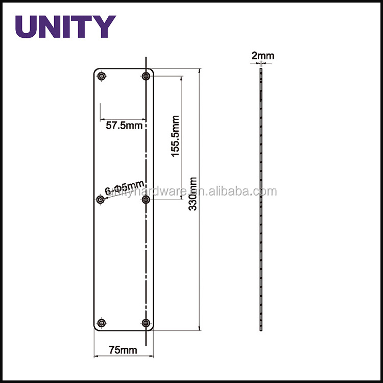 UNITY PUS01 Push Plate Surface Mount and Screws Included Stainless Steel Door Push Plate