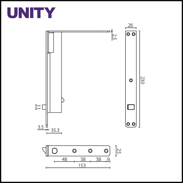 UNITY ADBS01 Stainless Steel Door Flush Bolt Automatic Flush Bolt