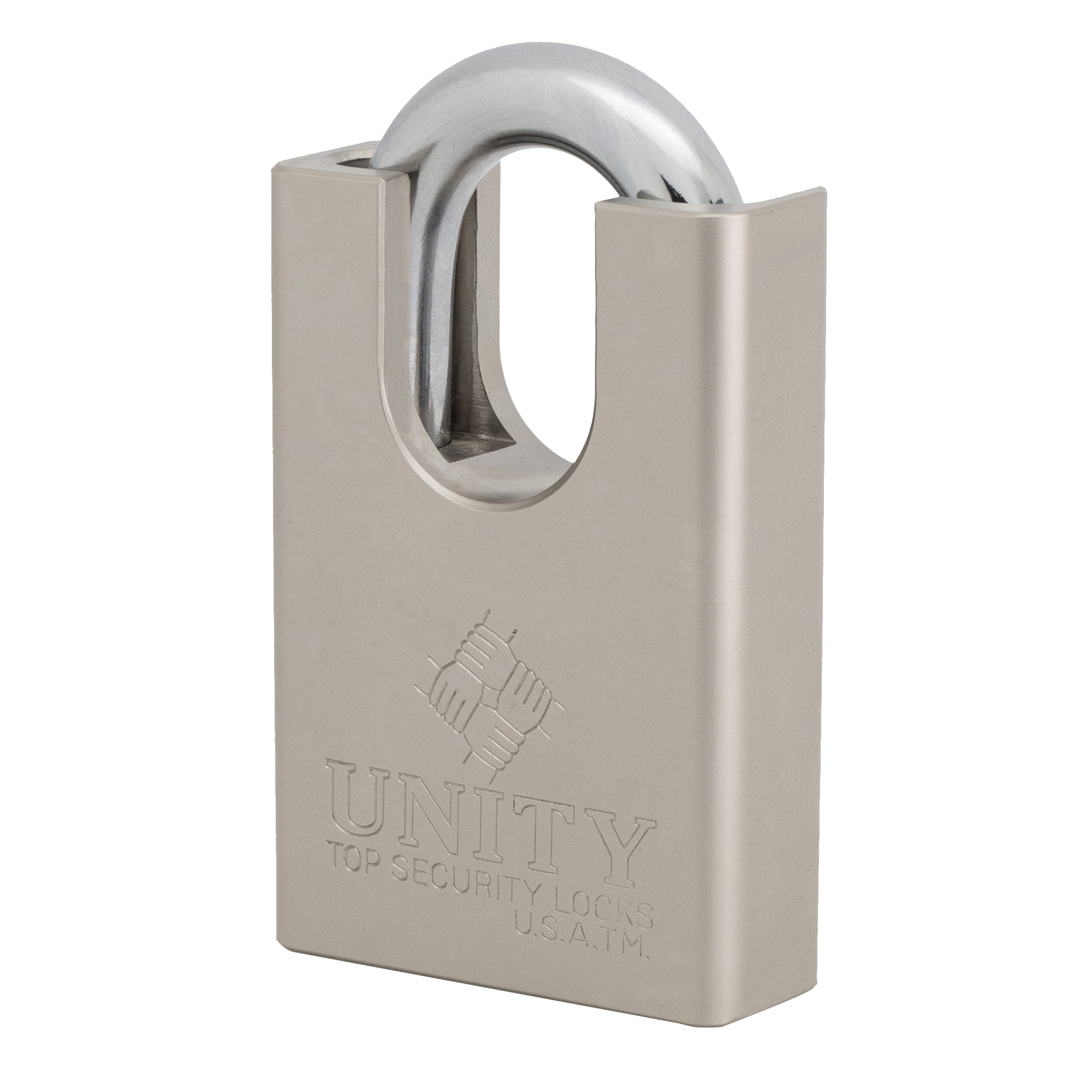 Unity Brand SJF Nickel Plated brass Padlock With Hardened Shackle