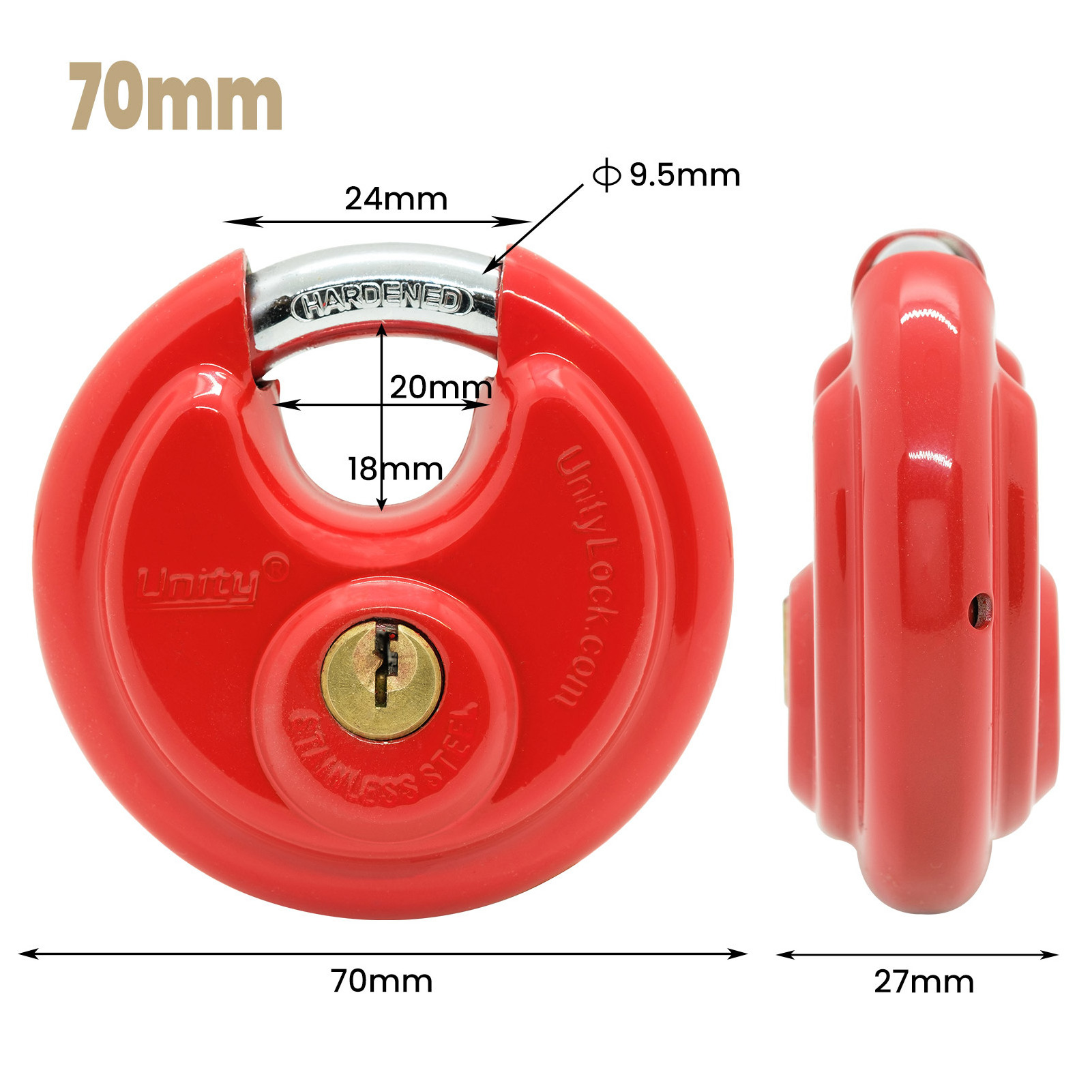 Same Keyed RED Disc Padlock 2-3/4