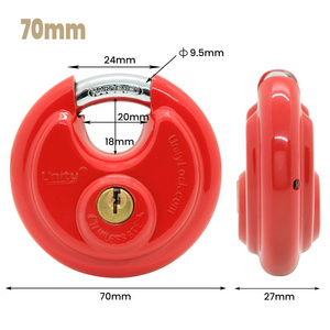 Same Keyed RED Disc Padlock 2-3/4" (70mm) Keyed Alike Standard self Storage Management Lock Truck, Trailer, Warehouse, Van