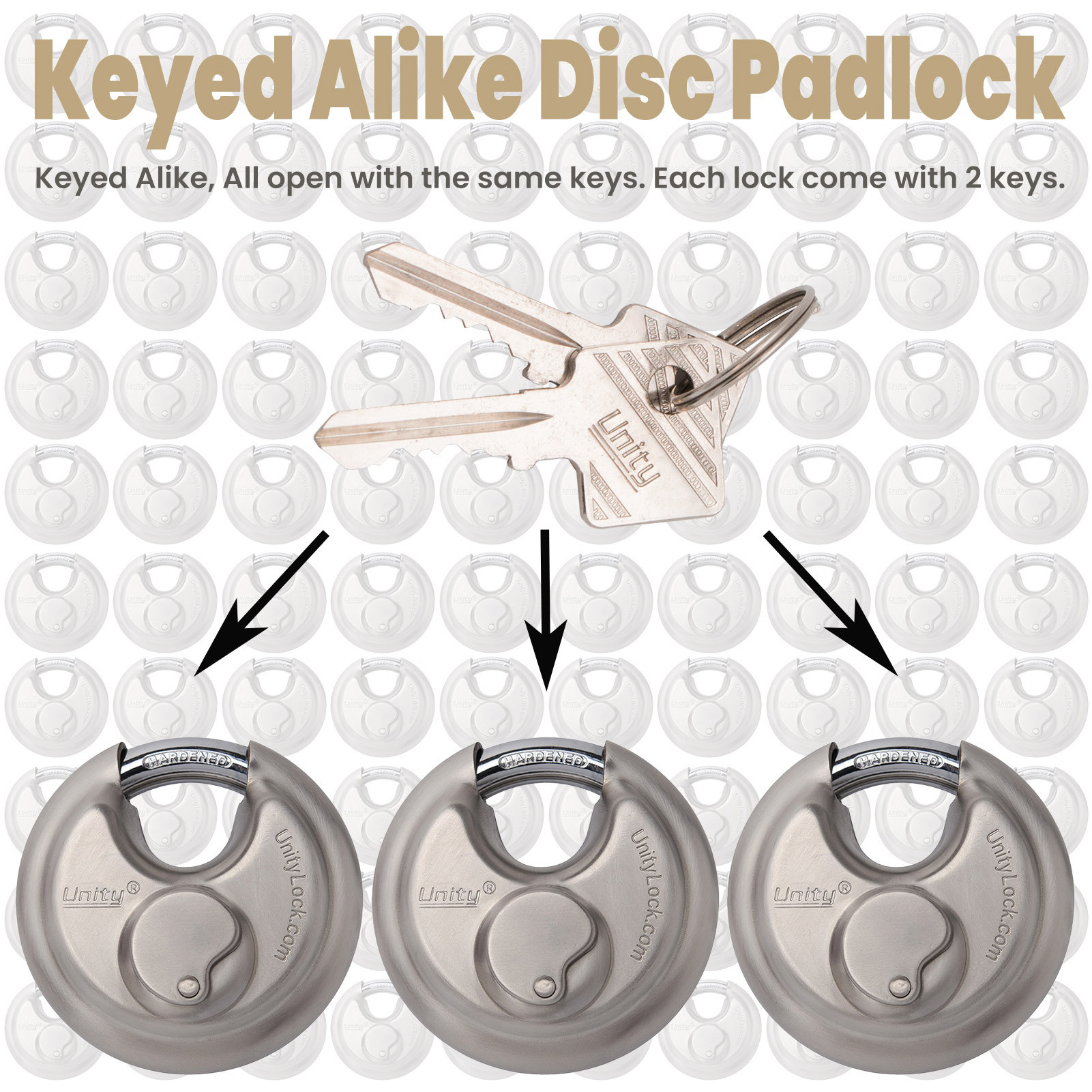 Stainless Steel disc Padlock with dust Cover, Keep Cylinder Clean, Keyway Protection 2-3/4