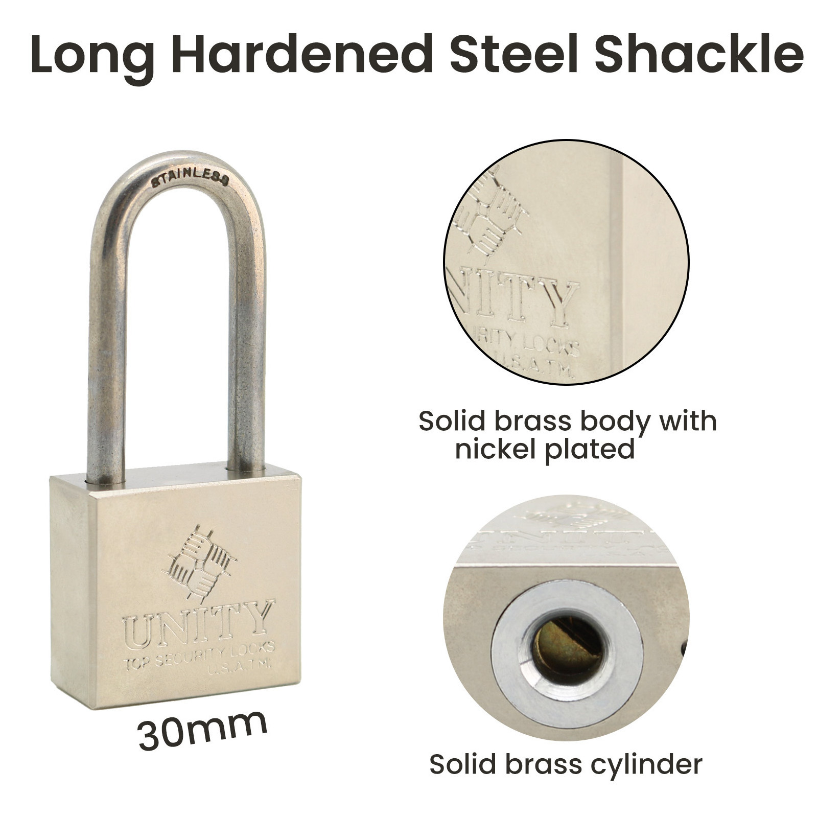 Brass Keyed Alike Padlock with Long Shackle, Small Padlock with Chrome Plated, Weatherproof