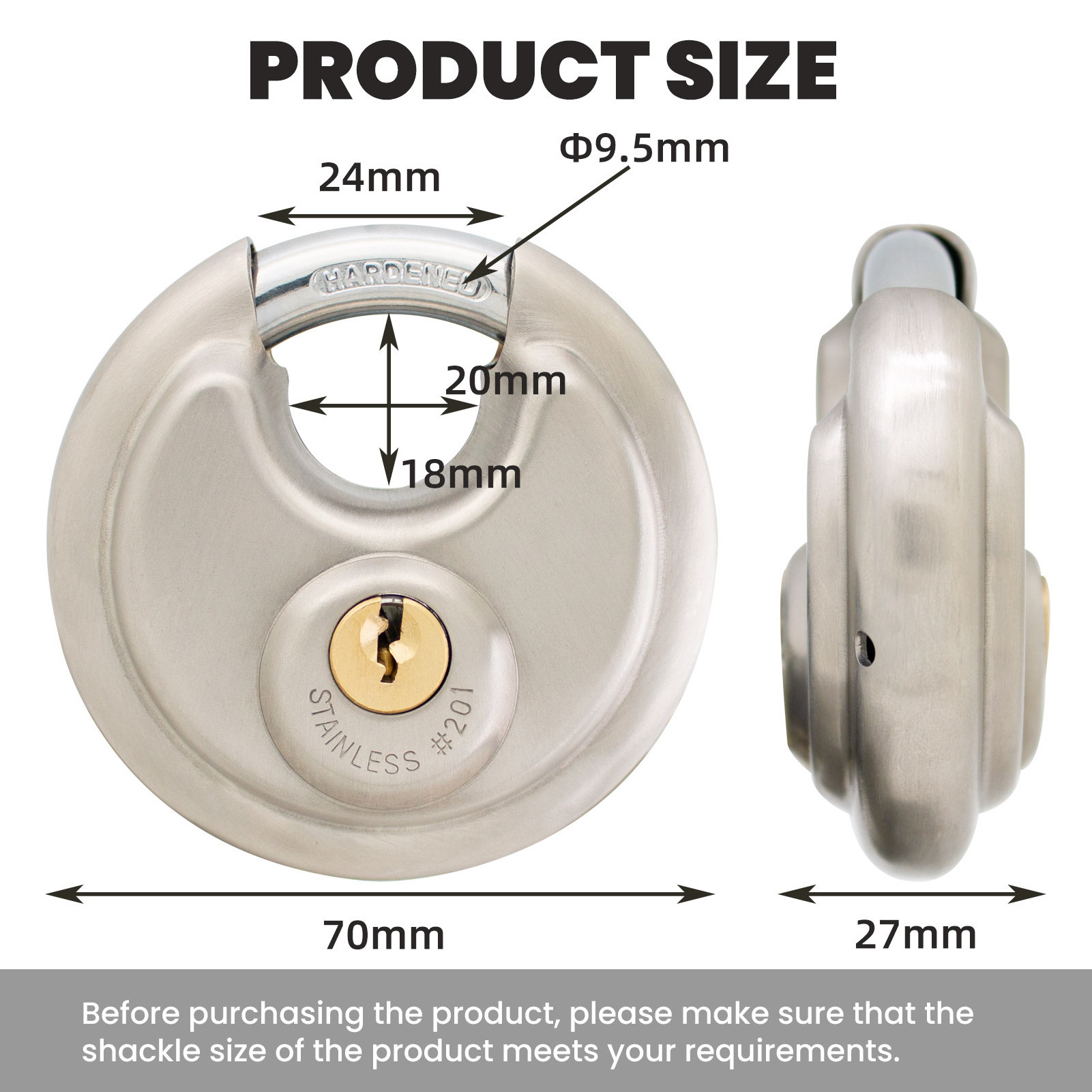 Stainless Steel Self-Storage Disc Padlocks 2 3/4