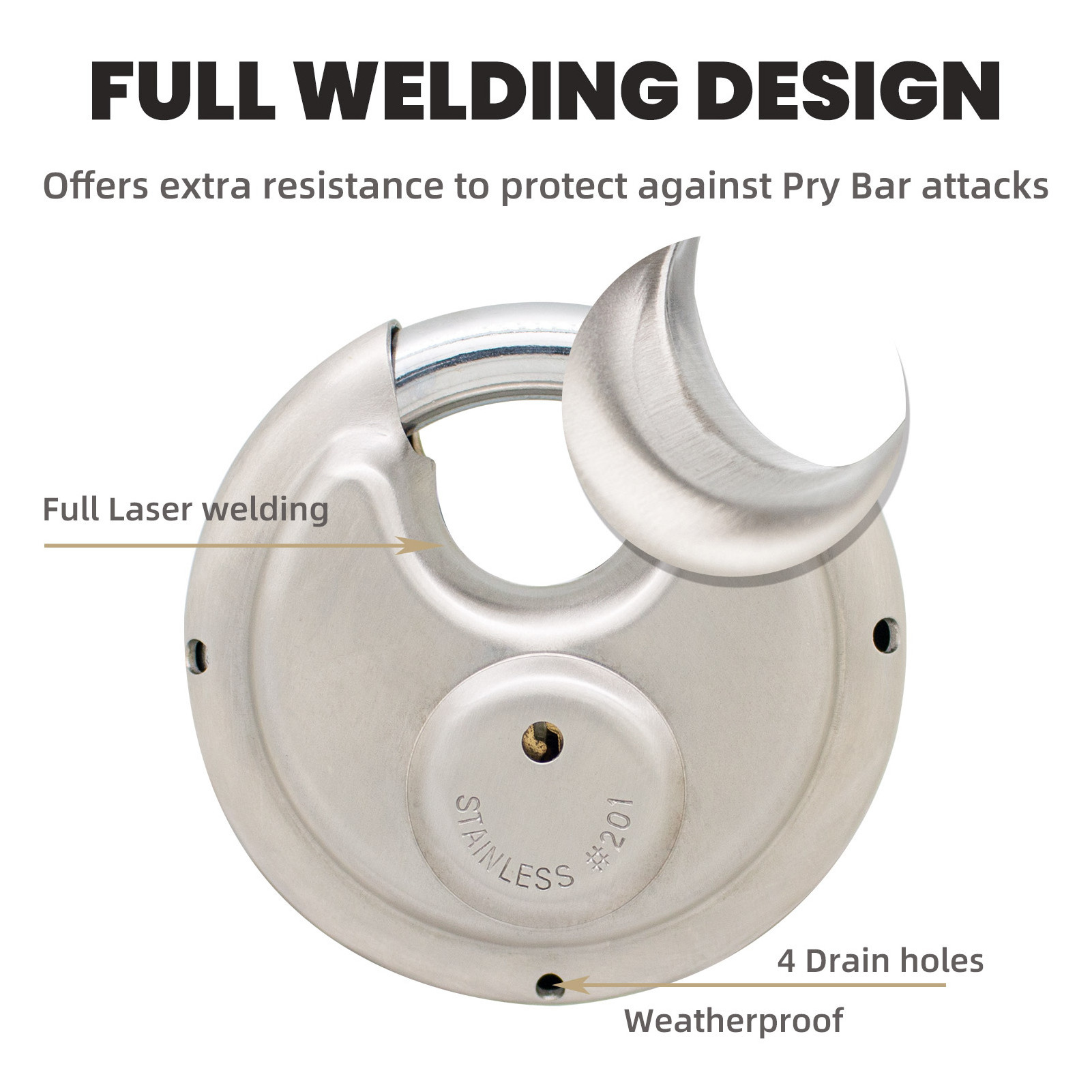 Stainless Steel Self-Storage Disc Padlocks 2 3/4