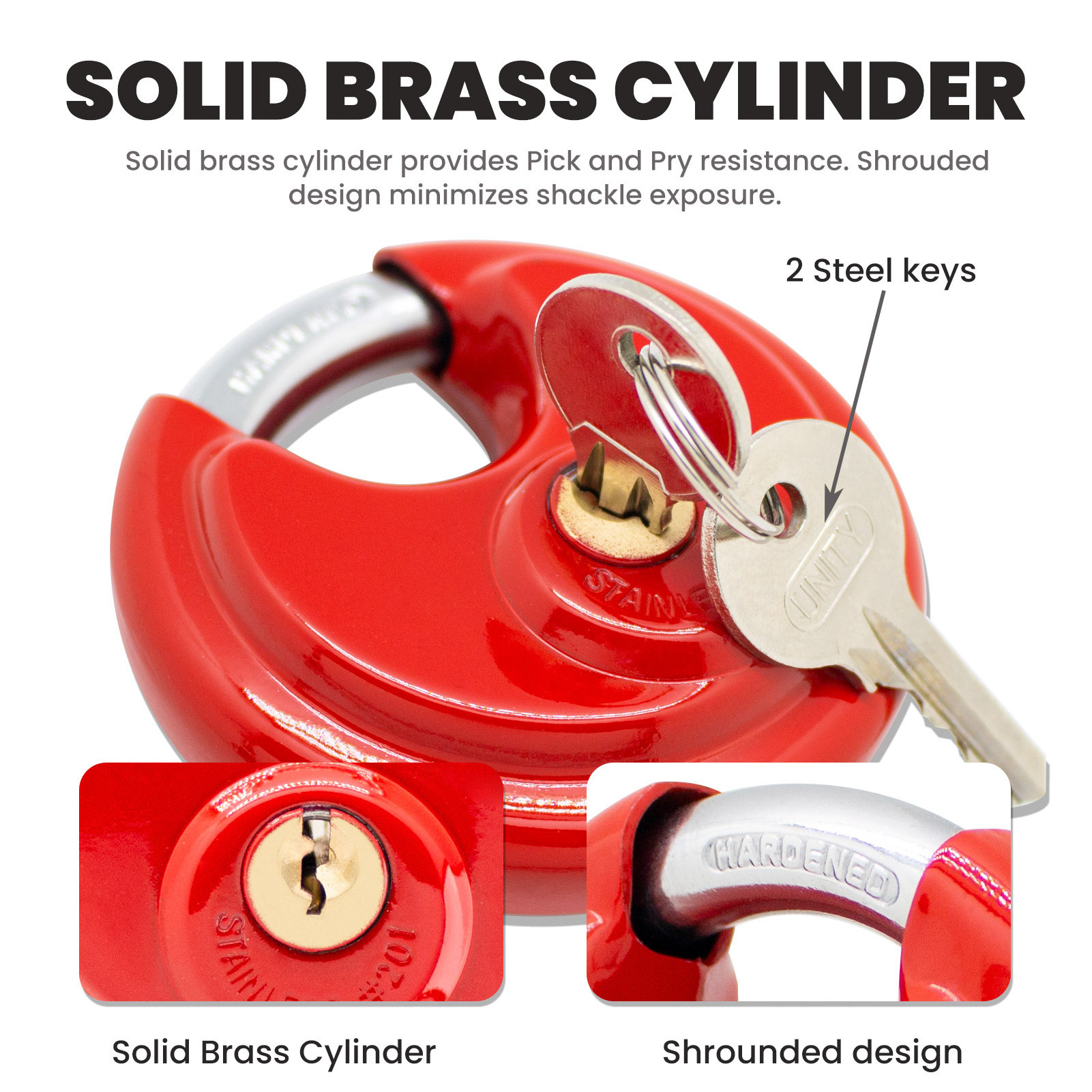 Keyed Alike RED Disc Padlock 2-3/4