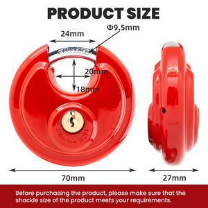 Keyed Alike RED Disc Padlock 2-3/4" (70mm)  for self Storage Management , Truck, Trailer, Warehouse, Van