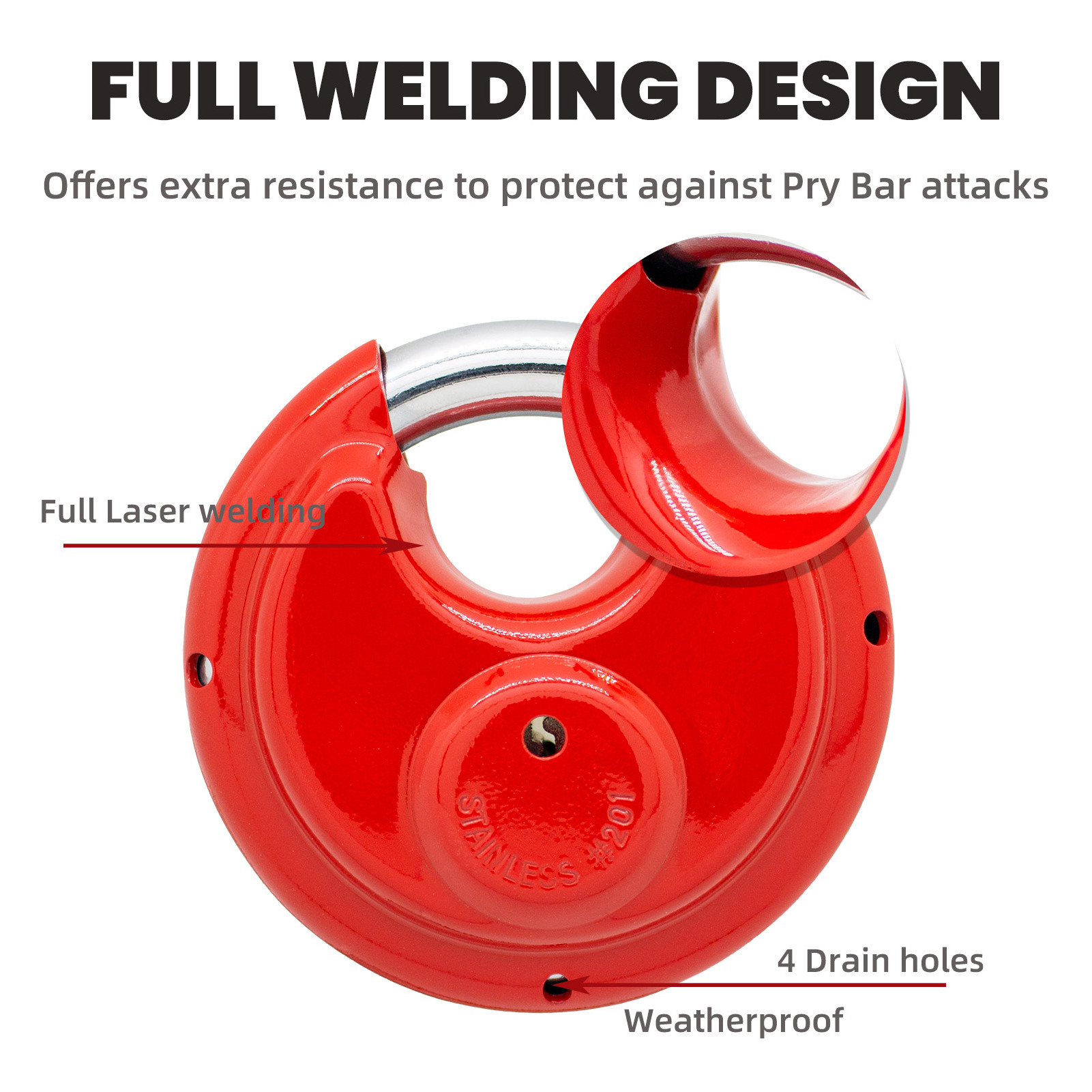 Keyed Alike RED Disc Padlock 2-3/4