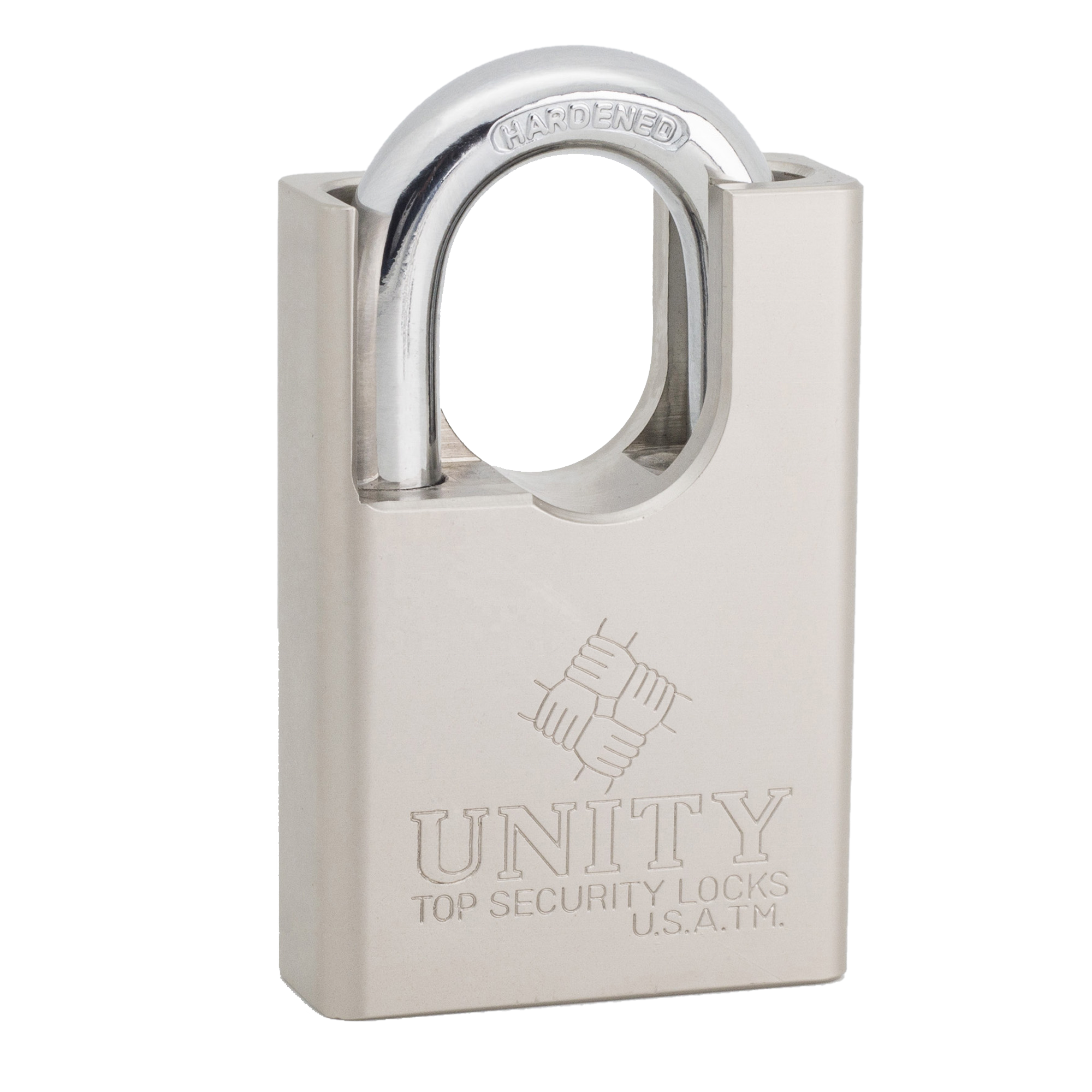 Unity Brand SJF Nickel Plated brass Padlock With Hardened Shackle