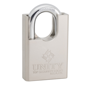 Unity Brand SJF Nickel Plated brass Padlock With Hardened Shackle