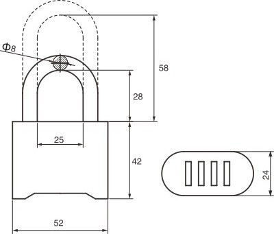 Brass combination padlock, master lock stype