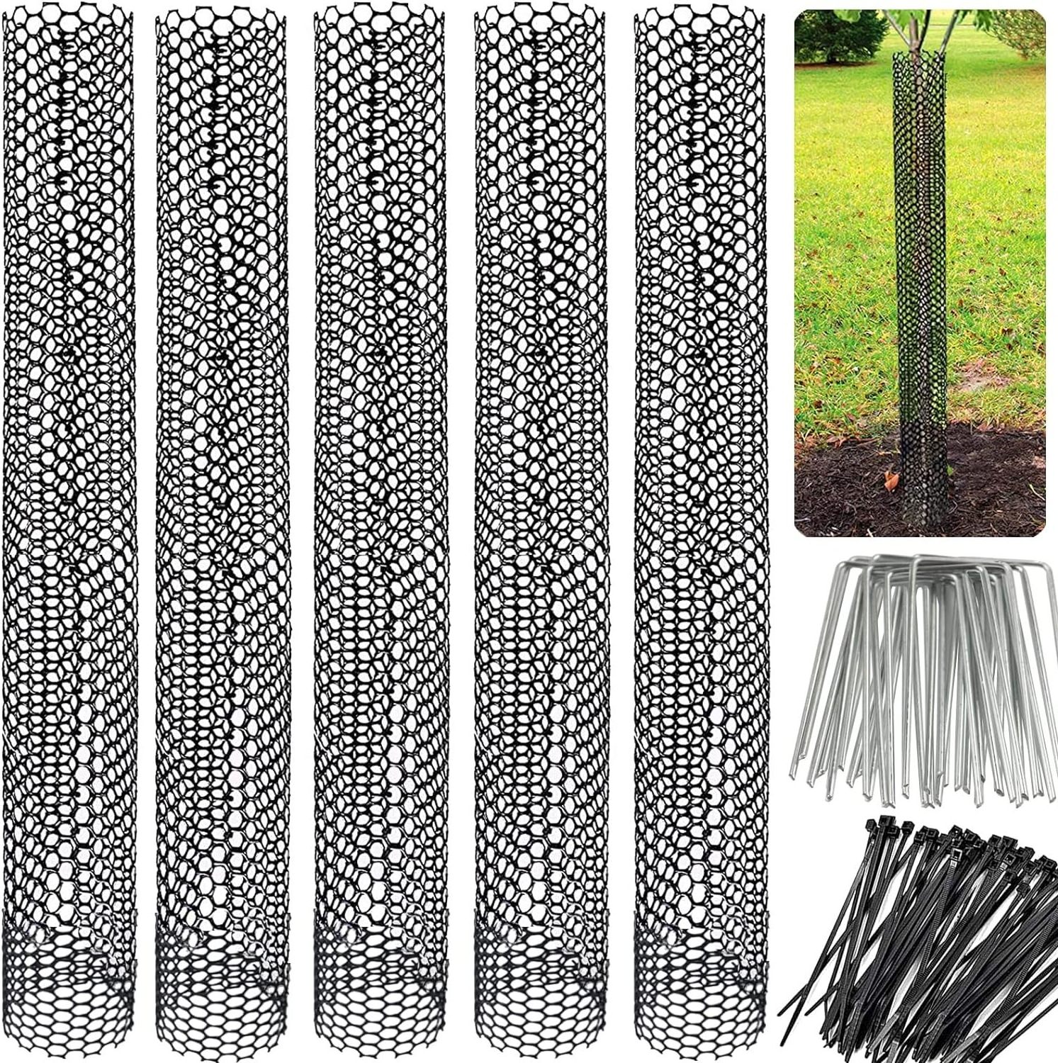 Mesh Tree Trunk Protectors Tree Bark Protector Guard with Zip Ties Protect Tree from Deer Mowers