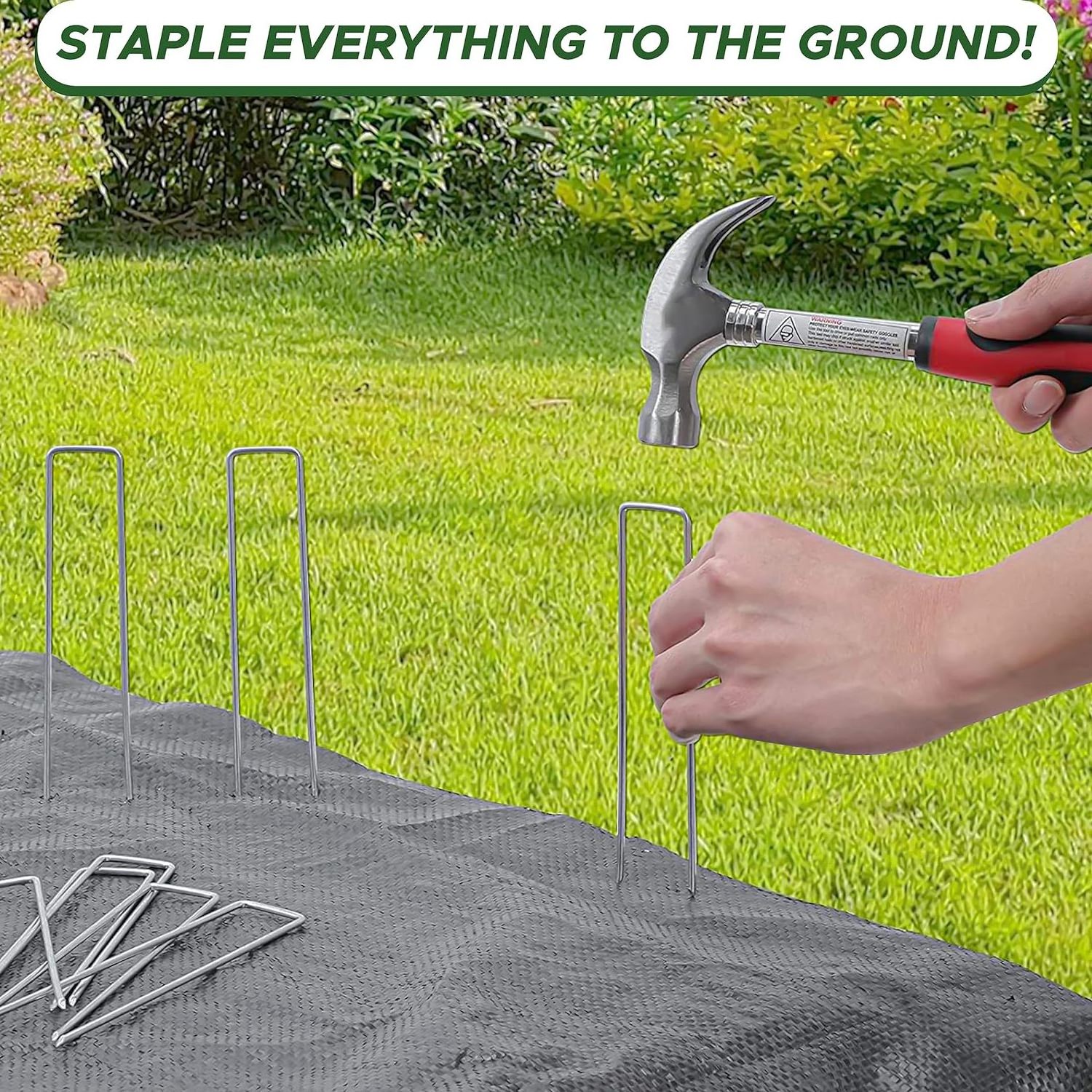 U-Shaped 6 Inch 11 Gauge Stakes Securing Weed Fabric, Ground Cover Landscape Staple Garden Stakes